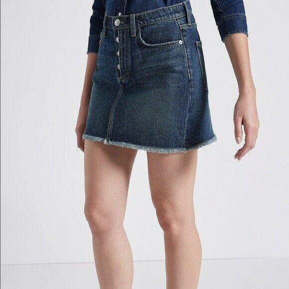 CURRENT ELLIOTT 25 Exposed Fly frayed hem denim jeans 5 Pocket mini skirt - Jenifers Designer Closet