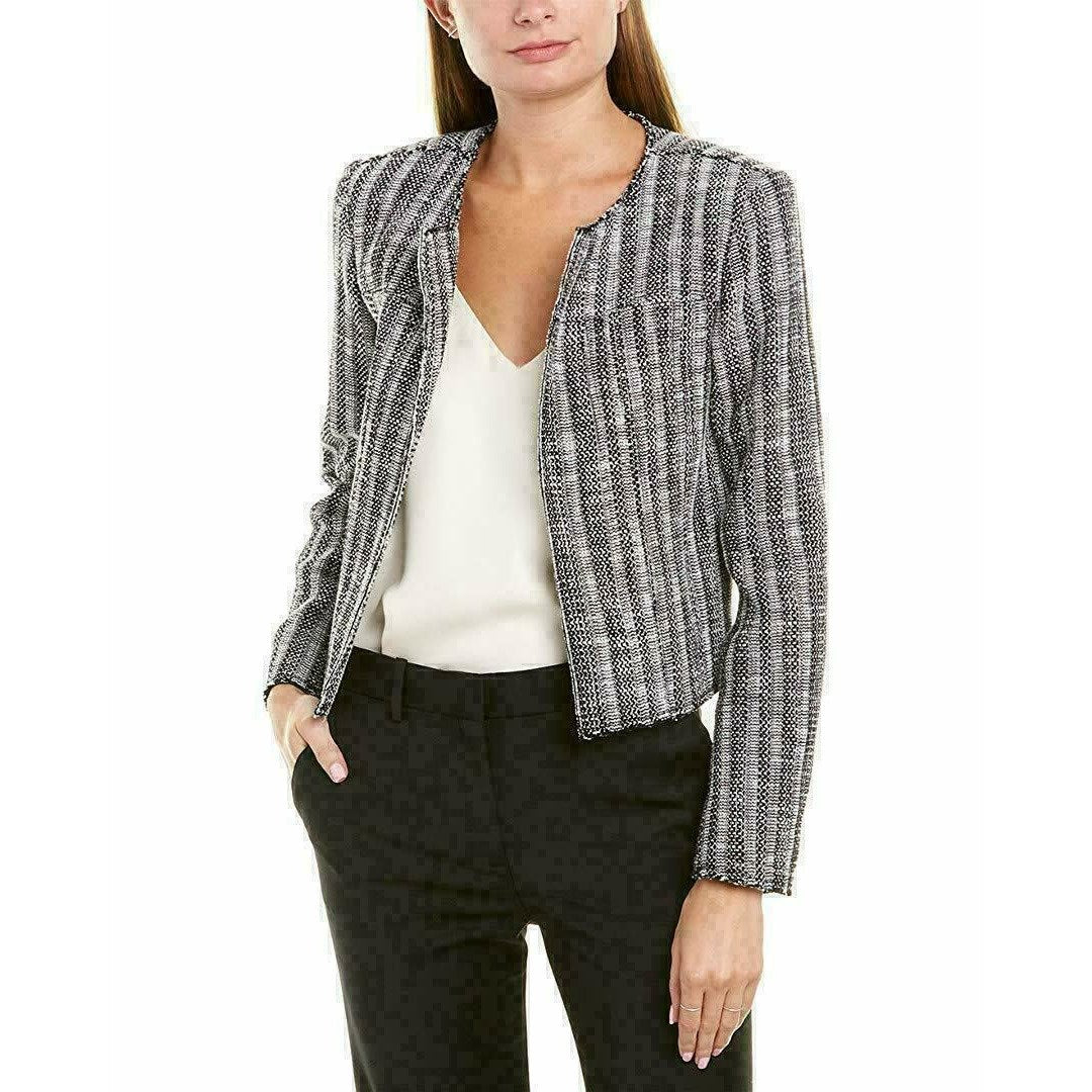 THEORY 6 Ualana Cailen tweed jacket blazer coat career stripe $395 black-Clothing, Shoes & Accessories:Women:Women's Clothing:Coats, Jackets & Vests-Theory-Jenifers Designer Closet