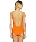 TORY BURCH L  Swimsuit Marina Maillot sweet tangerine orange backless v-neck - Jenifers Designer Closet