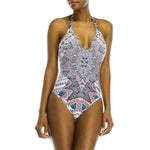 RED CARTER S plunging halter one-piece swimsuit ocean lattice work maillot-Clothing, Shoes & Accessories:Women's Clothing:Swimwear-Red Carter-Small-Multi-Jenifers Designer Closet