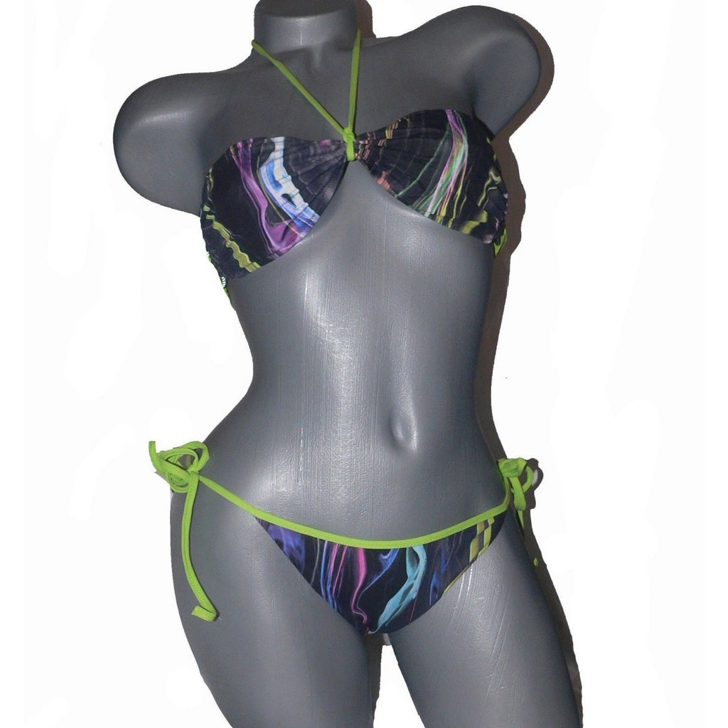 LA PERLA Studio 44 8 lime green black/multi Italy bikini swimsuit
