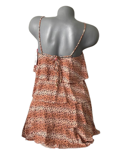 SOFIA by VIX M swimsuit cover-up dress feline animal leopard print tiered