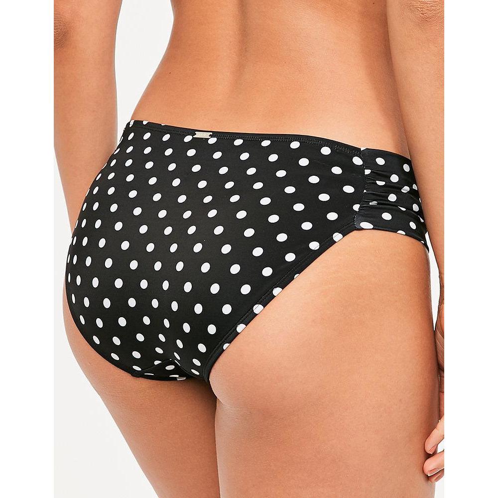 PANACHE Anya XS US gathered polka dot bikini bottoms swimsuit black-Clothing, Shoes & Accessories:Women's Clothing:Swimwear-Panache-XS-Black/white-Jenifers Designer Closet