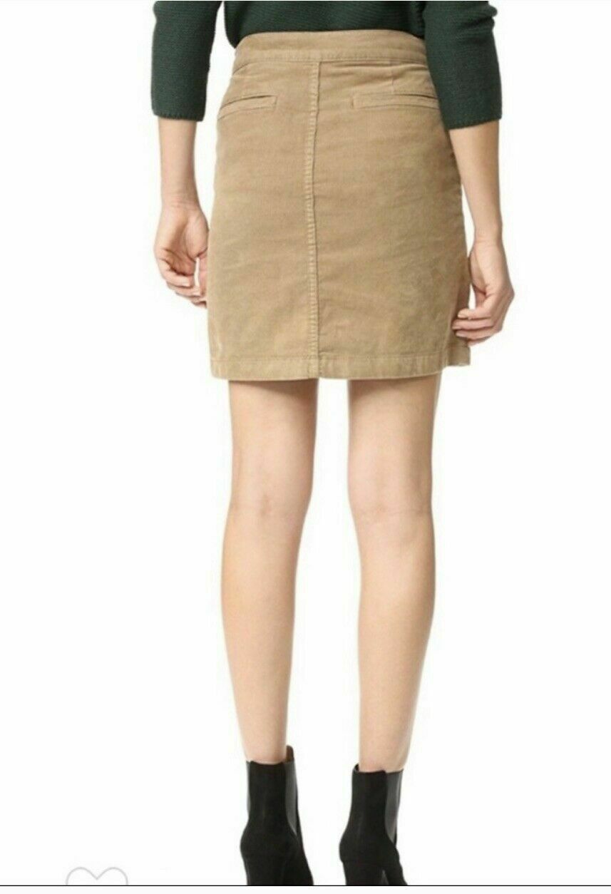 TORY BURCH 6 corduroy short mini skirt beach wood tan snap front Lucitano - Jenifers Designer Closet