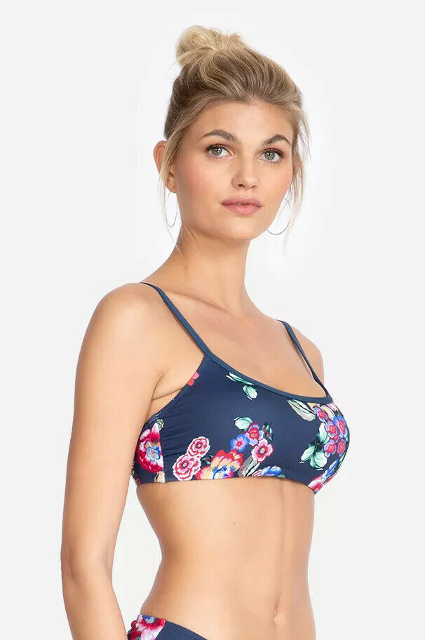 JOHNNY WAS XS floral maya top swimsuit bikini navy blue multi