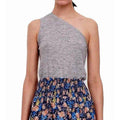 REBECCA TAYLOR M one-shoulder top tank shirt grey melange linen jersey $150-Clothing, Shoes & Accessories:Women's Clothing:Tops-Rebecca Taylor-Medium-Grey Melange-Jenifers Designer Closet