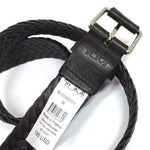 TUMI braided leather men's belt dark brown S France oversized