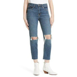 L'AGENCE Audrina 30 high-rise cropped jeans frayed distressed knees straight-Clothing, Shoes & Accessories:Women:Women's Clothing:Jeans-L'AGENCE-Jenifers Designer Closet