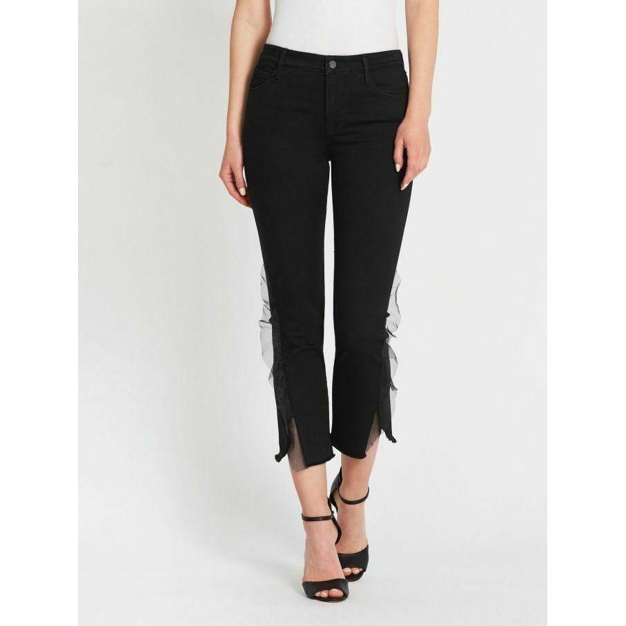 J BRAND 835 Photo Ready 24 skinny jeans organza trim black $278 evening haze-Clothing, Shoes & Accessories:Women:Women's Clothing:Jeans-J Brand-Jenifers Designer Closet