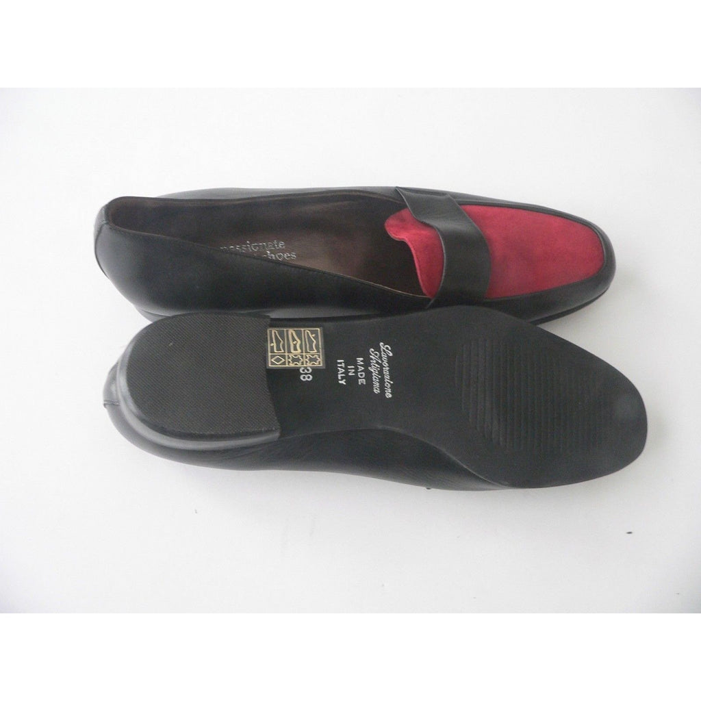 handmade in Capri Italy black red 38 shoes career loafers flats leather-Clothing, Shoes & Accessories:Women's Shoes:Flats-Handmade-38-Red/Black-Female-Jenifers Designer Closet