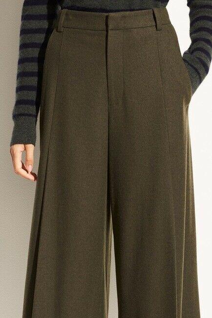 VINCE pleated 00 soft flannel culottes pants mineral pine army green - Jenifers Designer Closet