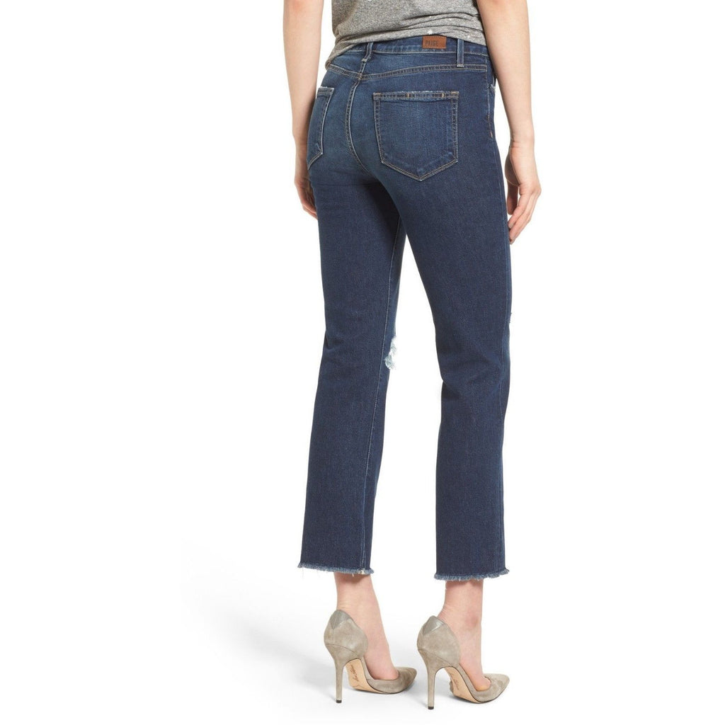 PAIGE denim jeans 29 Jacqueline Straight crop Domino destructed raw hem-Clothing, Shoes & Accessories:Women's Clothing:Jeans-Paige-29-Blue-Jenifers Designer Closet