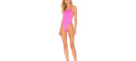 SOLID & STRIPED M The Lindsay swimsuit Malibu pink w/ white rings one-piece