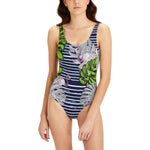 ONIA Kelly L pink flamingos stripe swimsuit one piece $195 tank maillot navy-Clothing, Shoes & Accessories:Women's Clothing:Swimwear-Onia-Large-Navy-Jenifers Designer Closet