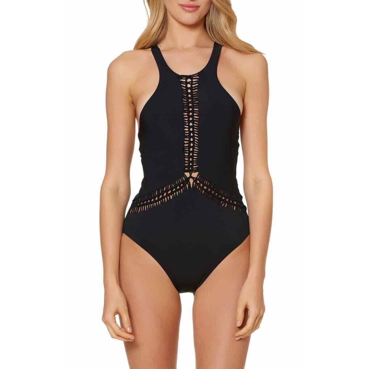 RED CARTER ladies XS macrame high neck maillot swimsuit bathing suit $160-Clothing, Shoes & Accessories:Women:Women's Clothing:Swimwear-Red Carter-Jenifers Designer Closet