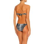 MELISSA ODABASH 42 6 bikini swimsuit w/ carry bag snake skin reptile silver - Jenifers Designer Closet