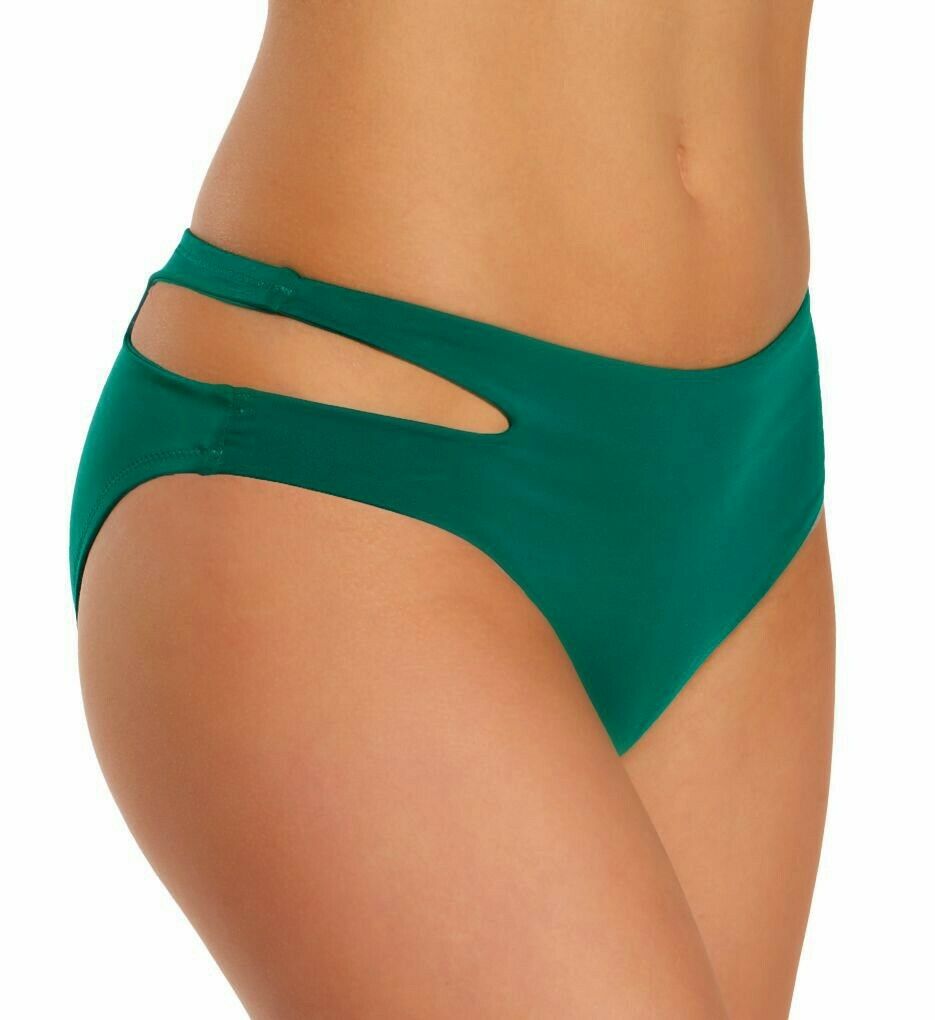 SANCTUARY SWIM L swimsuit 2 piece high waisted bikini green v-wired t-back