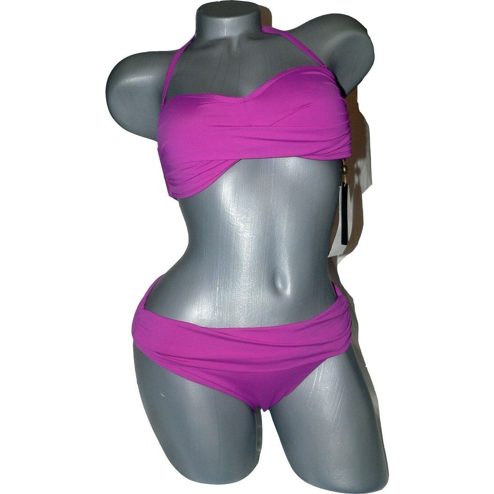 VITAMIN A 8 M designer swimsuit bikini 2PC fuschia bandeau strapless-Clothing, Shoes & Accessories:Women's Clothing:Swimwear-Vitamin A-8-Fuschia-Jenifers Designer Closet