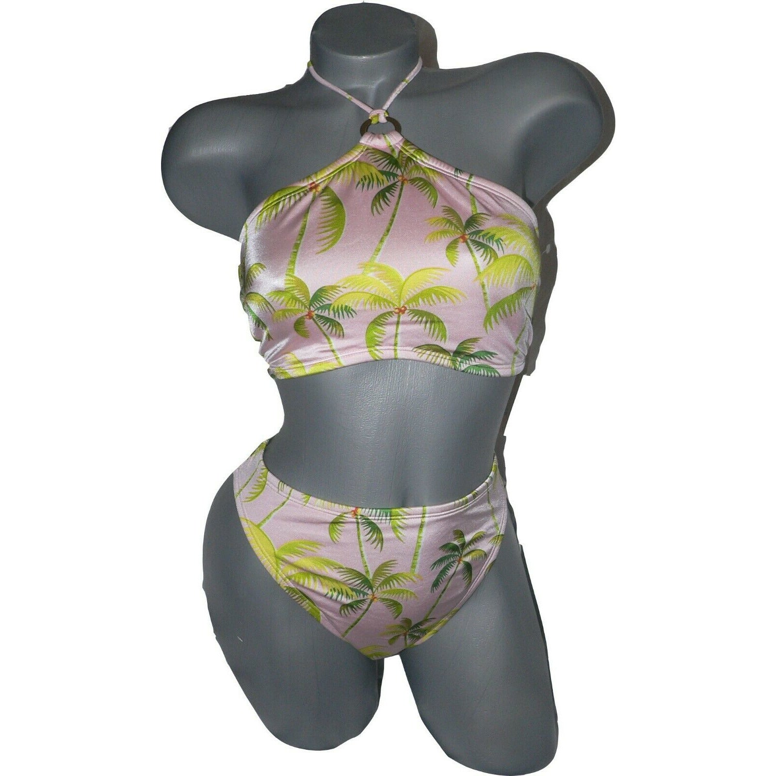 TOMMY HILFIGER bikini swimsuit high neck halter gold ring 2 PC tropical-Clothing, Shoes & Accessories:Women:Women's Clothing:Swimwear-Tommy Hilfiger-Jenifers Designer Closet