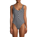 TORI PRAVER swimsuit black white striped 1 piece cheeky maillot-Clothing, Shoes & Accessories:Women's Clothing:Swimwear-Tori Praver Swimwear-Jenifers Designer Closet