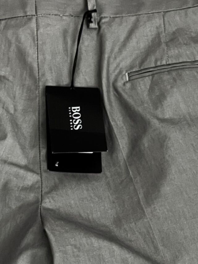 HUGO BOSS US-36R IT-52 pants men's trousers 100% cotton gray casual sleek