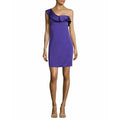 TRINA TURK 2 purple sheath dress ruffle one shoulder formal cocktail-Clothing, Shoes & Accessories:Women:Women's Clothing:Dresses-Trina Turk-Jenifers Designer Closet
