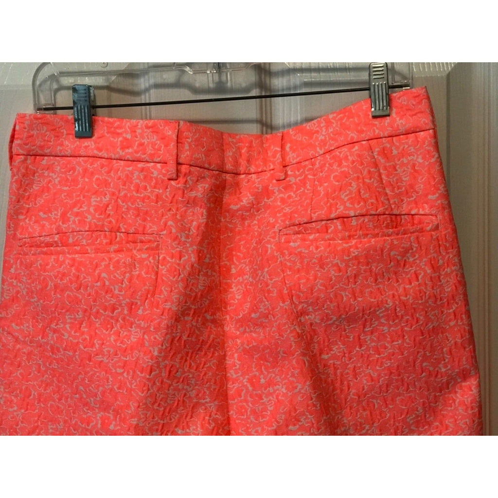 JIL SANDER pants neon pink-orange jacquard 48 Italy ankle crop cuffed luxury-Clothing, Shoes & Accessories:Women's Clothing:Pants-Jil Sander-48-orange/white-Jenifers Designer Closet