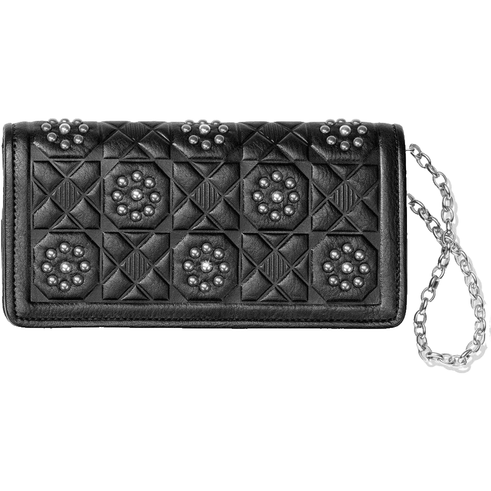 BRIGHTON Rockmore Pretty Tough wallet crossbody with chain black silver