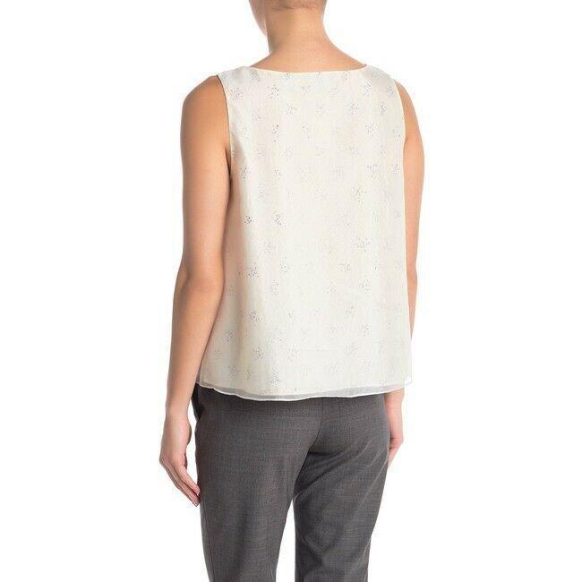 THEORY LG A-line silk print sleeveless layered top sleeveless blouse $335-Clothing, Shoes & Accessories:Women's Clothing:Tops-Theory-Large-White-Jenifers Designer Closet