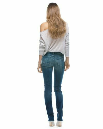 GOLDSIGN 26 X 34.5" Misfit slim straight blue jeans whiskered distressed
