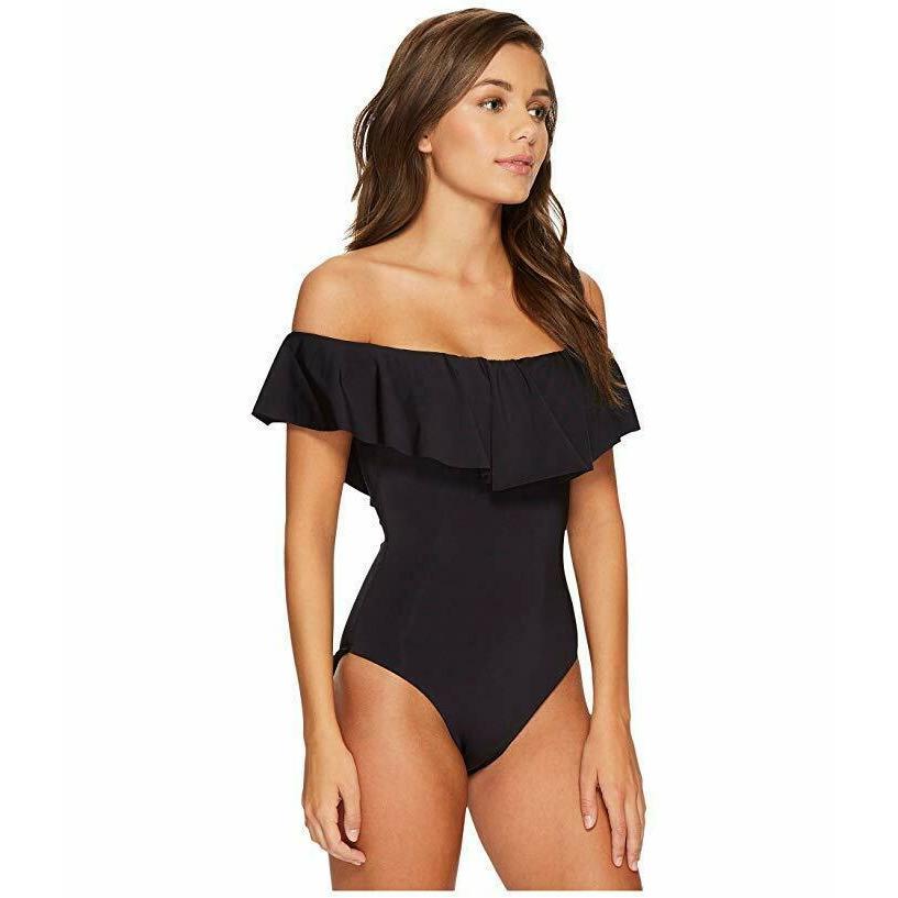 TRINA TURK 6 off-shoulder One Piece swimsuit black flutter sleeve designer-Clothing, Shoes & Accessories:Women's Clothing:Swimwear-Trina Turk-6-Black-Jenifers Designer Closet