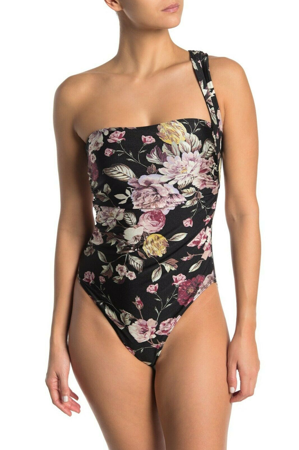 RACHEL ROY S 1 piece one-shoulder swimsuit floral convertible maillot tank