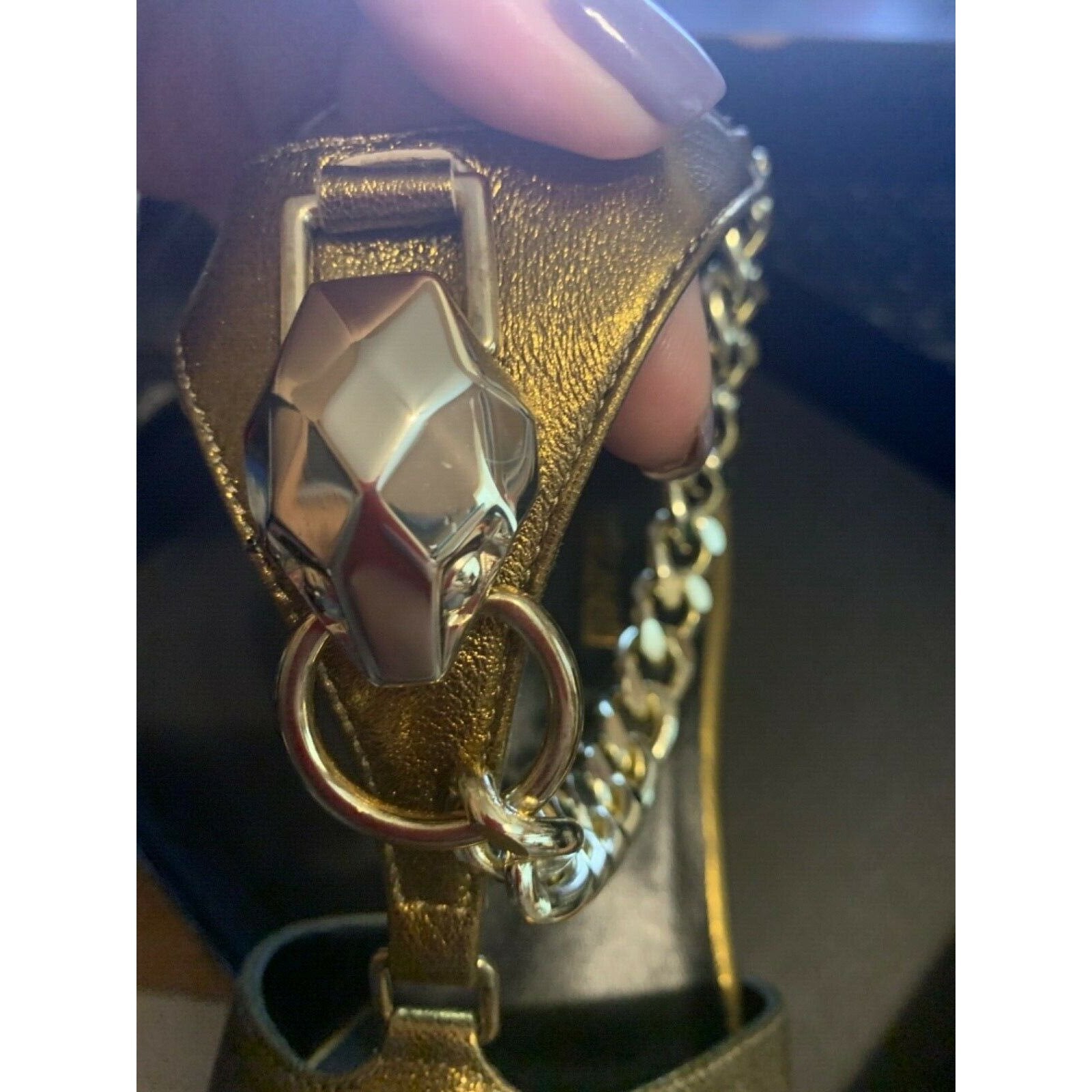 JUST CAVALLI 37 7 heels platforms sandals shoes metallic bronze chain $450-Clothing, Shoes & Accessories:Women's Shoes:Heels-Just Cavalli-37/7-Bronze-Jenifers Designer Closet