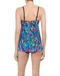 GOTTEX bright colors 8 fly-away stretch mesh overlay one-piece swimsuit - Jenifers Designer Closet