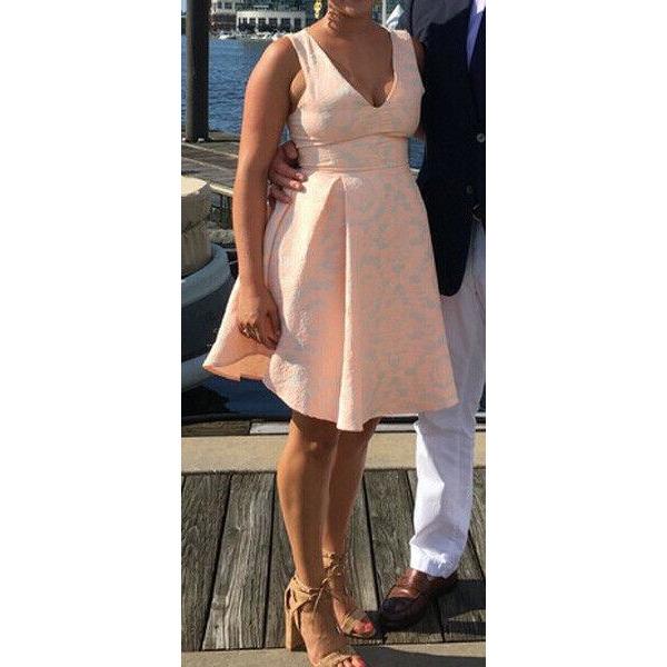 HUTCH Anthropologie 12 Jacquard dress fit and flare peach spring Easter-Clothing, Shoes & Accessories:Women:Women's Clothing:Dresses-Hutch-Jenifers Designer Closet