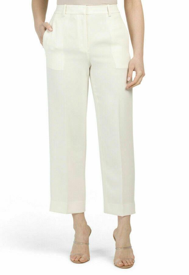 THEORY 6 high waist pants slacks trousers straight Rice crepe cream $335 - Jenifers Designer Closet
