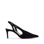 SCHUTZ Anusha 7.5 kitten heels shoes suede stiletto leather black slingbacks