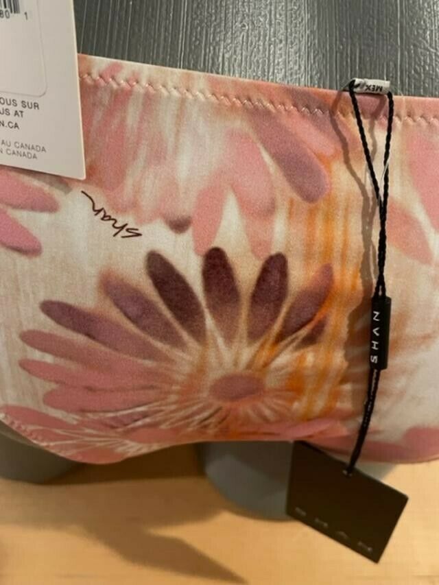 SHAN 8 Nelly bikini swimsuit floral pink peach bandeau ruched designer