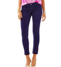 LILLY PULITZER 00 Worth skinny pants sateen jeans stretch midnight navy