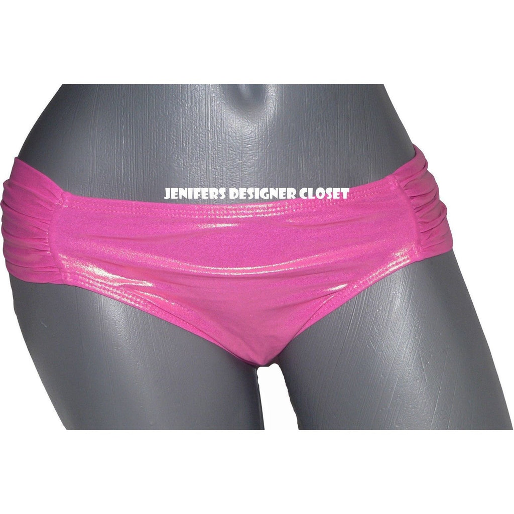LULI FAMA L bikini bottom metallic swimsuit Ay Dios Mio pink diamond-Clothing, Shoes & Accessories:Women's Clothing:Swimwear-Luli Fama-Large-Pink diamond-Jenifers Designer Closet