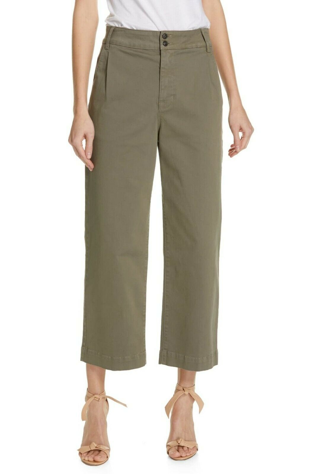 FRAME denim 24 army green pants slacks trousers cropped cotton wide leg $195 - Jenifers Designer Closet