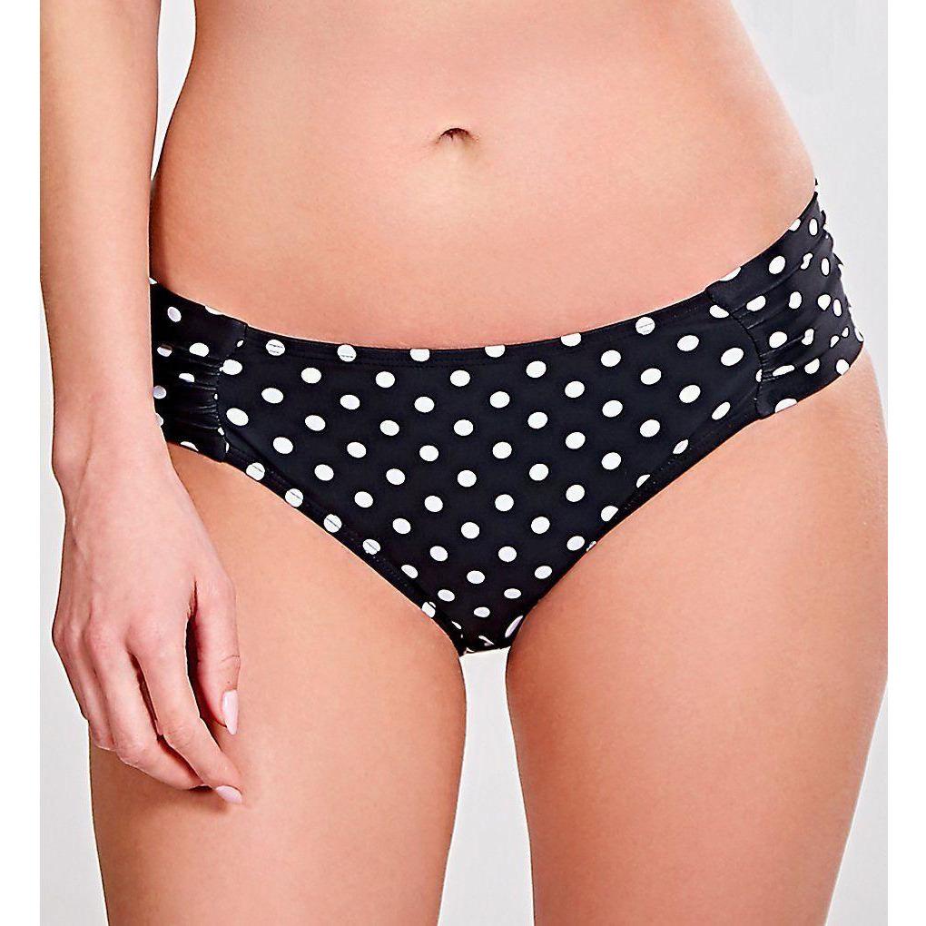 PANACHE Anya XS US gathered polka dot bikini bottoms swimsuit black-Clothing, Shoes & Accessories:Women's Clothing:Swimwear-Panache-XS-Black/white-Jenifers Designer Closet