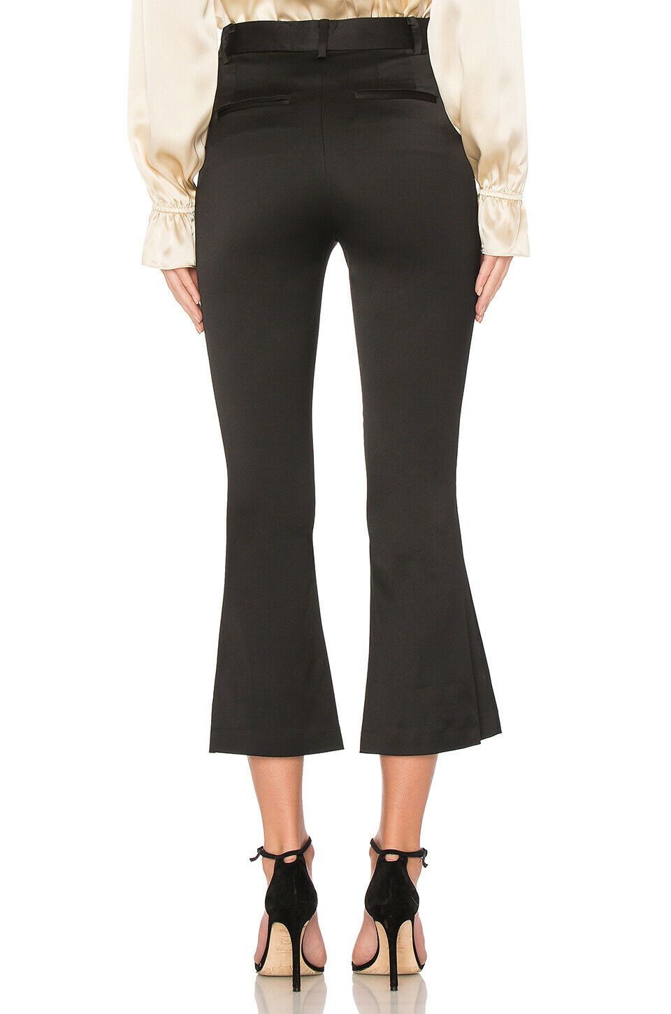 FRAME dress pants 6 career slacks trousers black flare designer stretch $375 - Jenifers Designer Closet