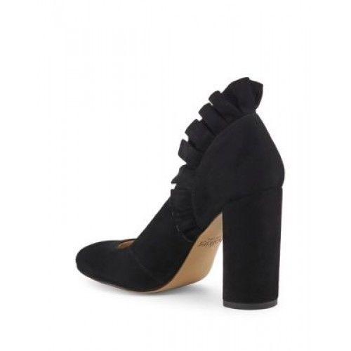 BOTKIER NY ruffled suede 8 black heels pumps shoes dressy party evening-Clothing, Shoes & Accessories:Women's Shoes:Heels-Botkier-8-Black-Jenifers Designer Closet