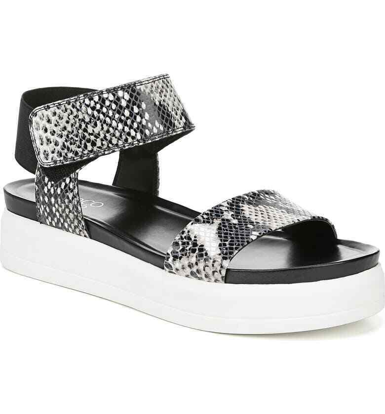 FRANCO SARTO leather sandals shoes snake reptile casual comfy flats ankle - Jenifers Designer Closet