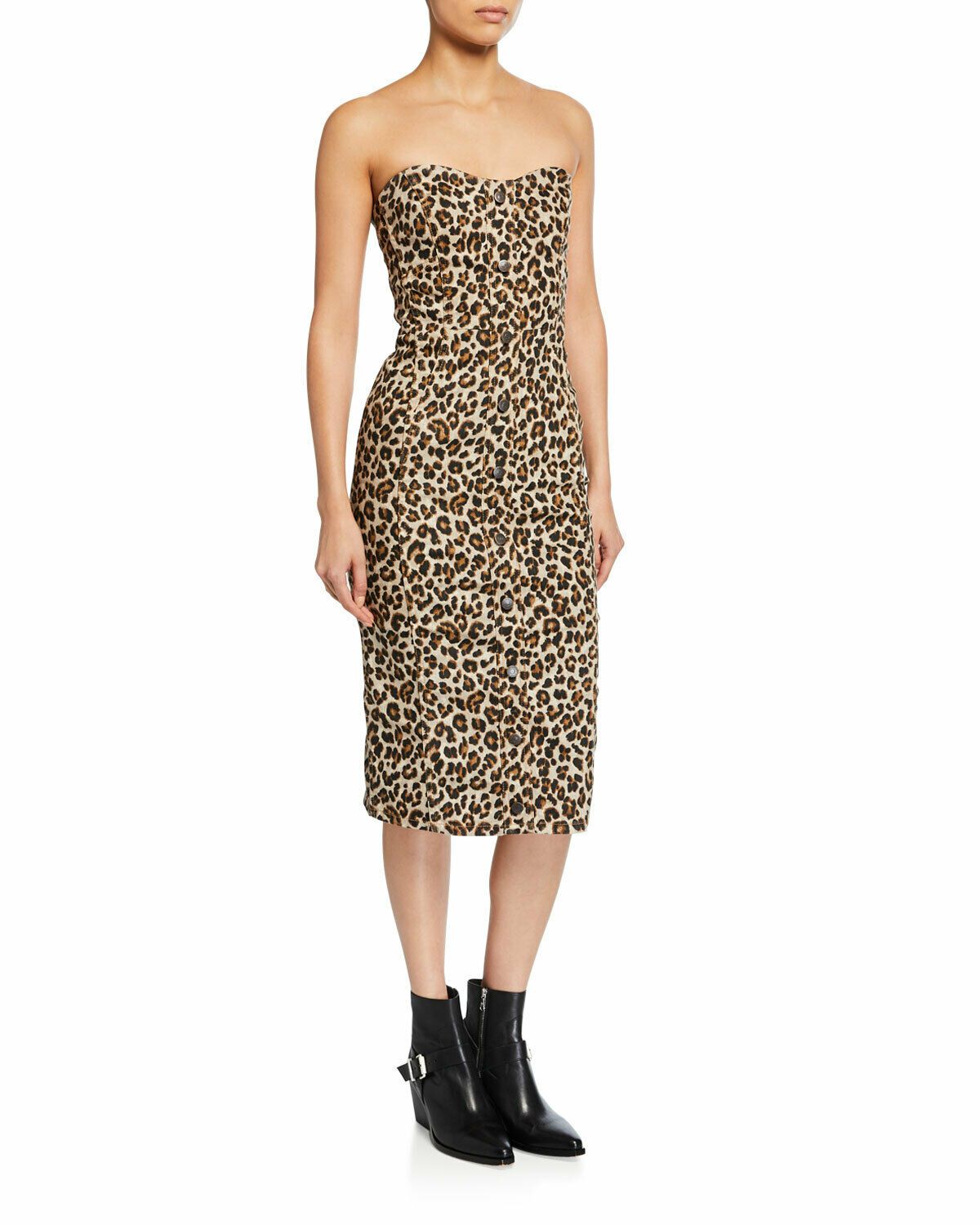 VERONICA BEARD 2 leopard Liza denim straight dress strapless year round - Jenifers Designer Closet