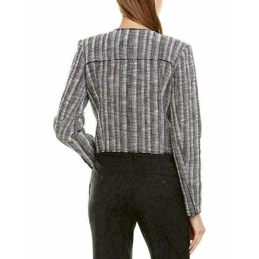 THEORY 6 Ualana Cailen tweed jacket blazer coat career stripe $395 black-Clothing, Shoes & Accessories:Women:Women's Clothing:Coats, Jackets & Vests-Theory-Jenifers Designer Closet
