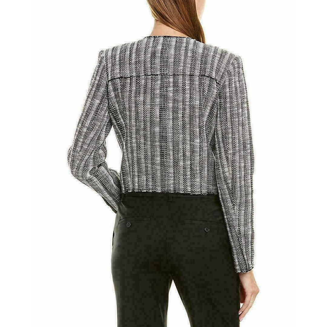 THEORY 6 Ualana Cailen tweed jacket blazer coat career stripe $395 black-Clothing, Shoes & Accessories:Women:Women's Clothing:Coats, Jackets & Vests-Theory-Jenifers Designer Closet