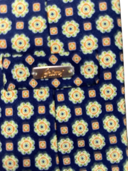 BRIONI men's necktie 3.7" handmade woven silk tie Italy designer navy