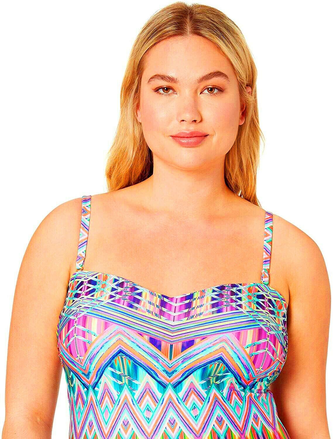 KENNETH COLE 3X Reaction One Piece Swimsuit brightly colored bandeau plus sized - Jenifers Designer Closet